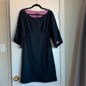 Eliza J Navy 3/4 Sleeve Dress with Button Detail